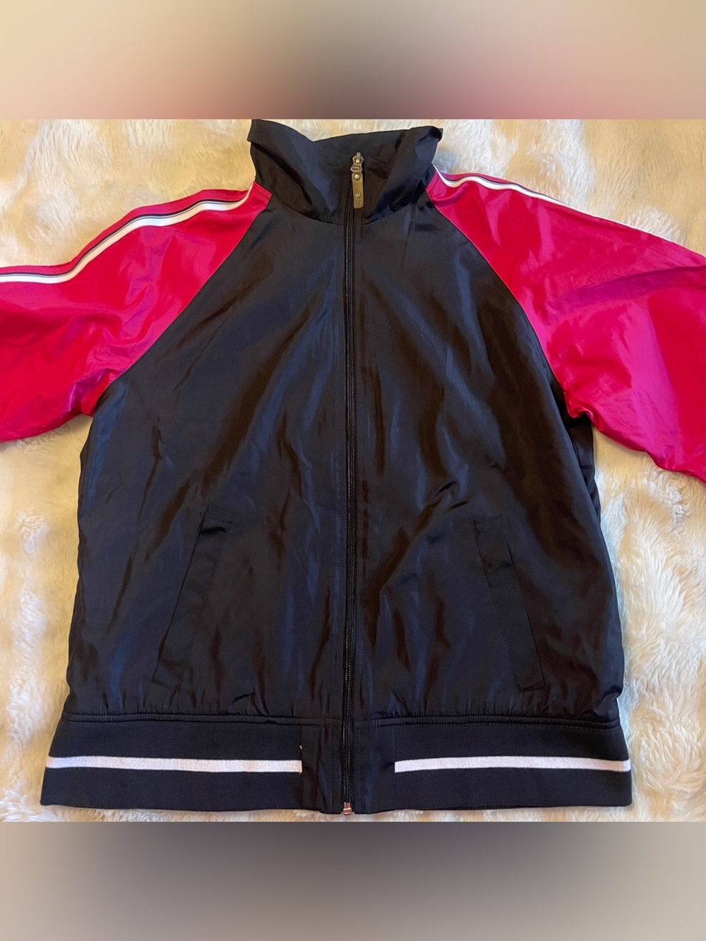 Athletic Works Black Jacket with Bright Pink Mesh Lining